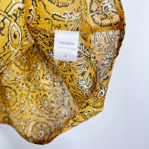 House of Harlow 1960 Large L Yellow Boho Ruffle Sleeve Blouse Tie V Neck Gypsy - Picture 6 of 7